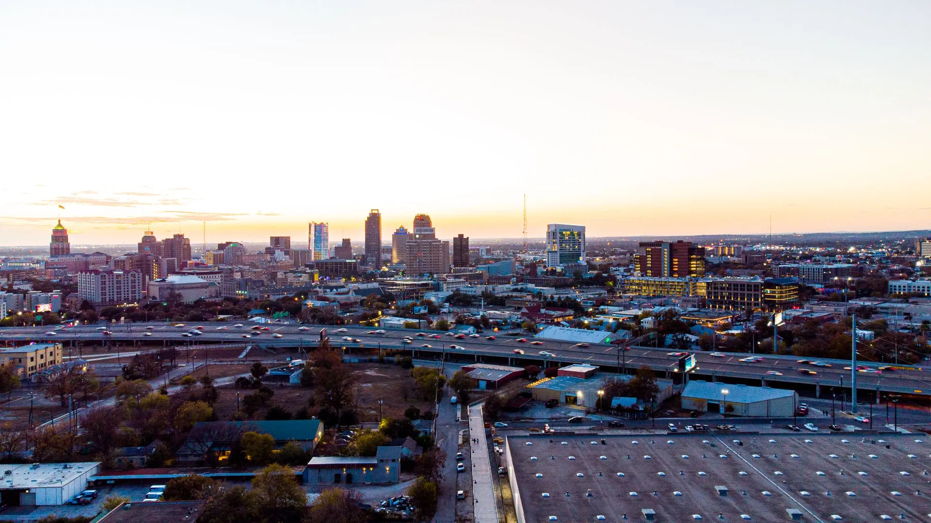 Downtown San Antonio skyline at dusk